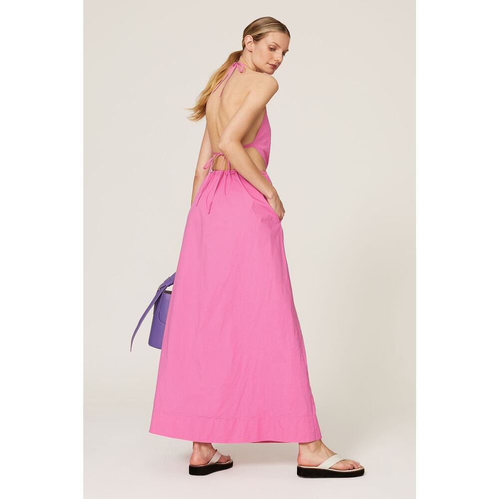 Staud Dress Apfel Halter Maxi Side Cutouts Sleeveless Pink Size S - Picture 3 of 14